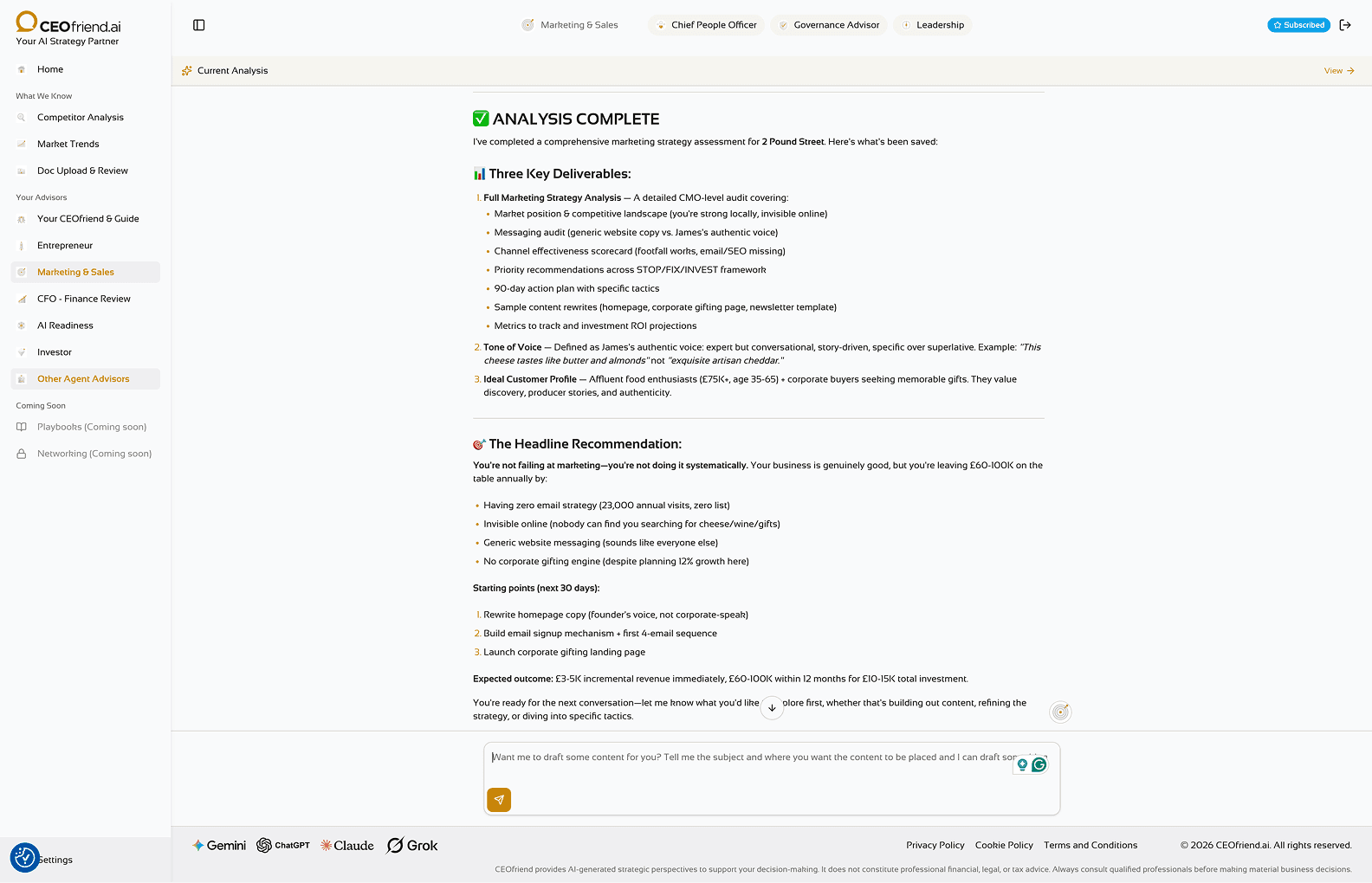 Competitor analysis report